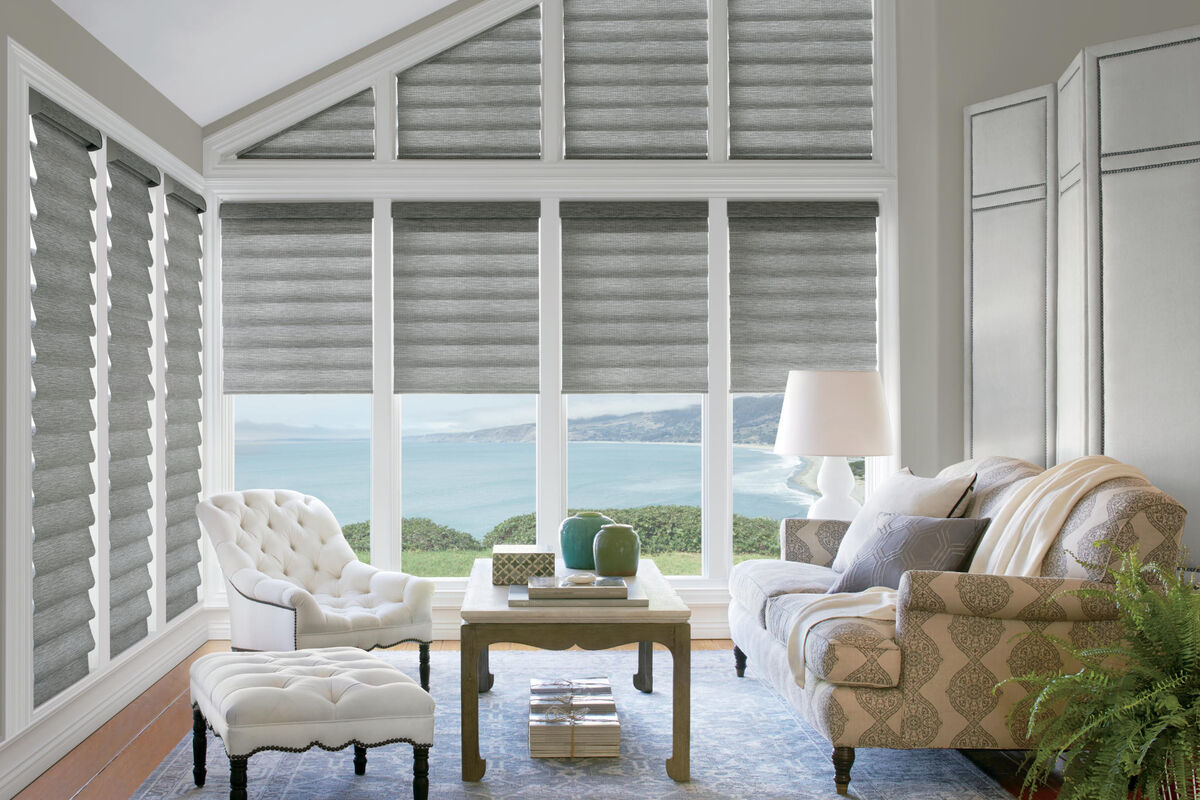 hunter douglas roman shades in the living room