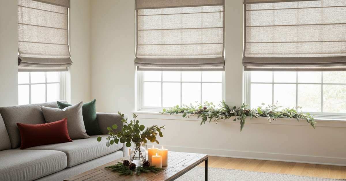 roman shades in a living room